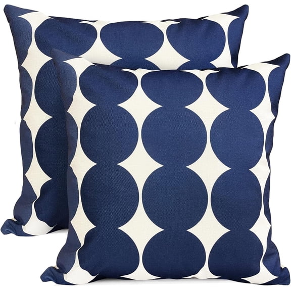 Decorative Throw Pillow Covers Set of 2 Blue Pillow Covers 18x18 inch Throw Pillow Cases Square Pillow Case,Farmhouse Outdoor Polka dot Pillow Covers for Couch Sofa Bed Living Room