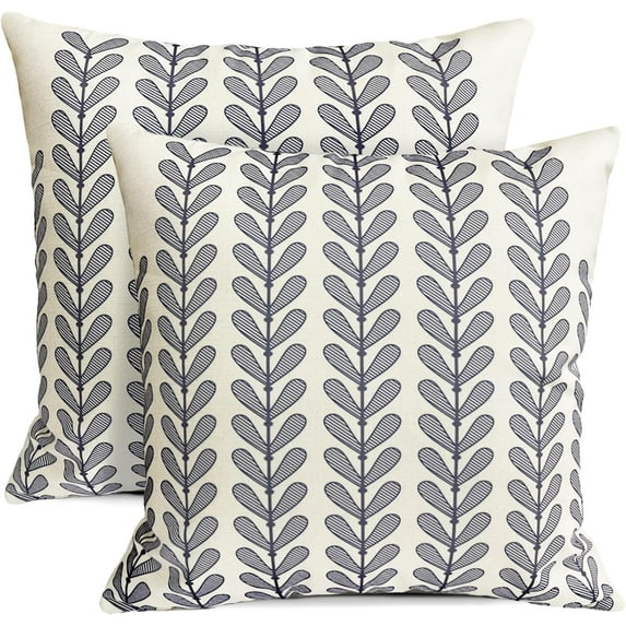 Decorative Throw Pillow Covers Set of 2 Blue Pillow Covers 20x20 inch Throw Pillow Cases Linen Square Pillow Case,Farmhouse Outdoor Botanical Pillow Covers for Couch Sofa Bed Living Room