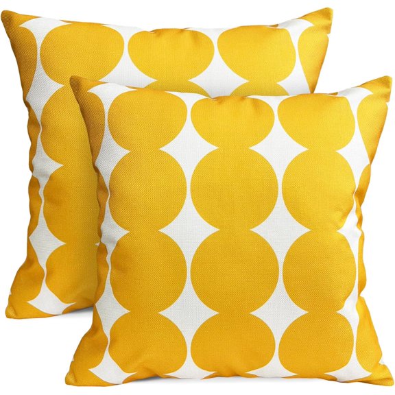 Decorative Throw Pillow Covers Set of 2 Chrome Yellow Fashion Polka dot Pillow Covers 18x18 Inch Throw Pillow Cover Linen Pillowcase Farmhouse Outdoor Pillow Covers for Couch Sofa Bedroom