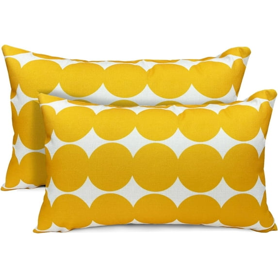 Decorative Throw Pillow Covers Set of 2 Chrome Yellow Pillow Covers 12x20 inch Throw Pillows Linen Square Pillow Case,Farmhouse Outdoor Polka dot Pillow Covers for Couch Sofa Living Room