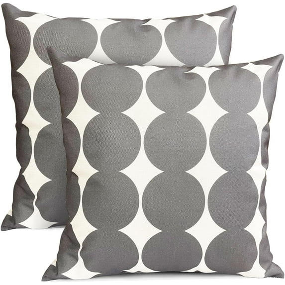Decorative Throw Pillow Covers Set of 2 Dark Grey Pillow Covers 18x18 inch Throw Pillows Linen Square Pillow Case,Farmhouse Outdoor Polka dot Pillow Covers for Couch Sofa Living Room