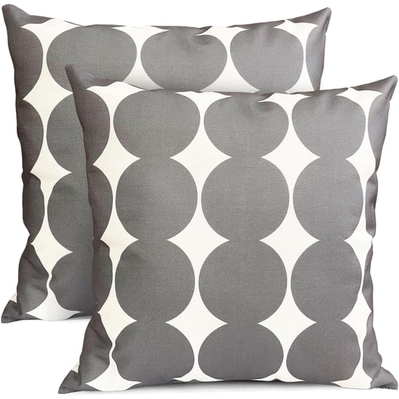 Decorative Throw Pillow Covers Set of 2 Dark Grey Pillow Covers 18x18 inch Throw Pillows Linen Square Pillow Case,Farmhouse Outdoor Polka dot Pillow Covers for Couch Sofa Living Room