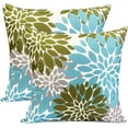 thumbnail image 1 of Decorative Throw Pillow Covers Set of 2 Light Blue Green Pillow Covers 18x18 Inch Couch Pillow Covers for Sofa Living Room Outdoor Throw Pillow Cover Linen Floral Farmhouse Pillowcase, 1 of 6