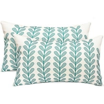 Decorative Throw Pillow Covers Set of 2 Teal Blue Pillow Covers 12x20 inch Throw Pillows Linen Square Pillow Case,Farmhouse Outdoor Modern Botanical Pillow Covers for Couch Sofa Living Room