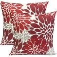 thumbnail image 1 of Decorative Throw Pillow Covers Set of 2 Wine Red Pillow Covers 20x20 inch Throw Pillow Cases Square Pillow Case,Farmhouse Outdoor Floral Flower Pillow Covers for Couch Sofa Living Room, 1 of 7