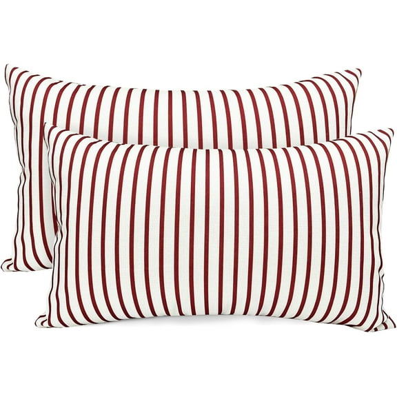 Decorative Throw Pillow Covers Set of 2 Wine Red Striped Pillow Covers 12x20 Inch Throw Pillow Cover Linen Pillowcase Modern Farmhouse Outdoor Pillow Covers for Couch Sofa Living Room