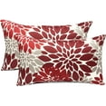 thumbnail image 1 of Decorative Throw Pillow Covers Set of 2 Wine Red pillow covers 12x20 Inch Couch Pillow Covers for Sofa Living Room Outdoor throw pillow cover Linen Floral Flower Farmhouse Pillowcase, 1 of 6