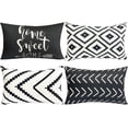 thumbnail image 1 of Decorative Throw Pillow Covers Set of 4 Black White Pillow Covers 12x20 inch Throw Pillow Cases Linen Square Pillow Case,Farmhouse Outdoor Geometric Pillow Covers for Couch Sofa Living Room, 1 of 6