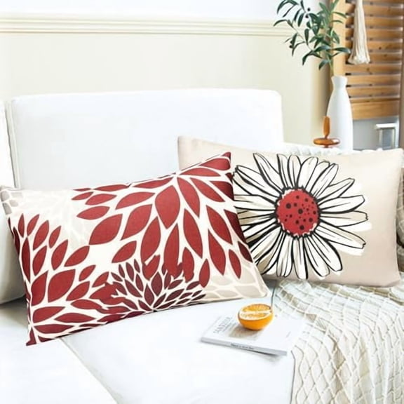 Decorative Throw Pillow Covers Set of 4 Wine Red Pillow Covers 12x20 inch Throw Pillow Cases Linen Square Pillow Case,Farmhouse Outdoor Modern Boho Pillow Covers for Couch Sofa Living Room