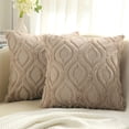thumbnail image 1 of Decorative Throw Pillow Covers Set of 2, Soft Spring Plush Faux Fur Wool Pillow Covers for Couch Bed Sofa Living Room, 18x18inch, 1 of 4