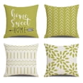 thumbnail image 1 of Decorative Throw Pillow Covers Set of 4 Geometric Design Linen Cushion Cover for Couch Sofa Living Room, 18x18 inches, Natural, Light Green, 1 of 8