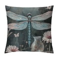thumbnail image 1 of Decorative Throw Pillow Covers Square Pillow Cases Dragonfly Flower Throw Pillow Covers Soft Cushion Cover Double Sided Plush Pillow Covers for Couch Sofa Bed Home Decor, 1 of 5