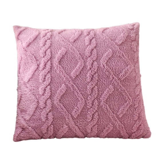 Decorative Throw Pillow Covers Textured Faux Soft Square Pillow Cover for Sofa Couch Living Room Mauve Purple 18 X 18 Inches Single Pack