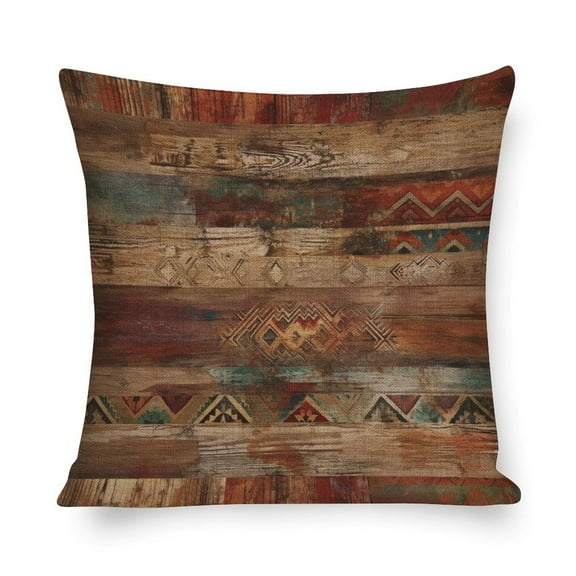 Decorative Throw Pillow Covers Tribal Dance American Art Southwest Pillow Cover Rustic Southwest Red Brown Abstract Pillow Protectors Pillow Case Farmhouse Rustic Cushion Case for Sofa Couch 16"x16"