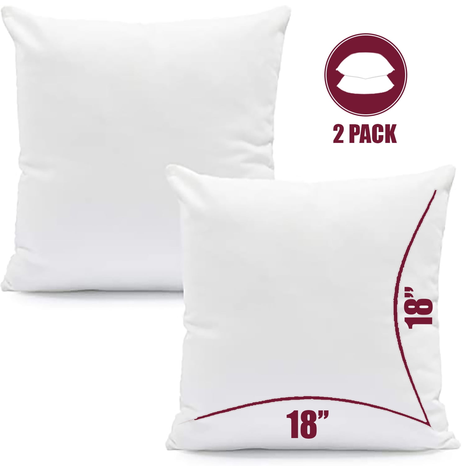 Set of White Square Throw Pillow Inserts 18x18 Jamaica Ubuy