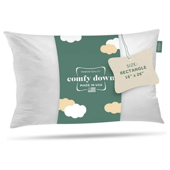 Decorative Throw Pillow Insert, Down and Fill, 100% Cotton Cover, 233 Thread Count - Made in USA (16" X 26")