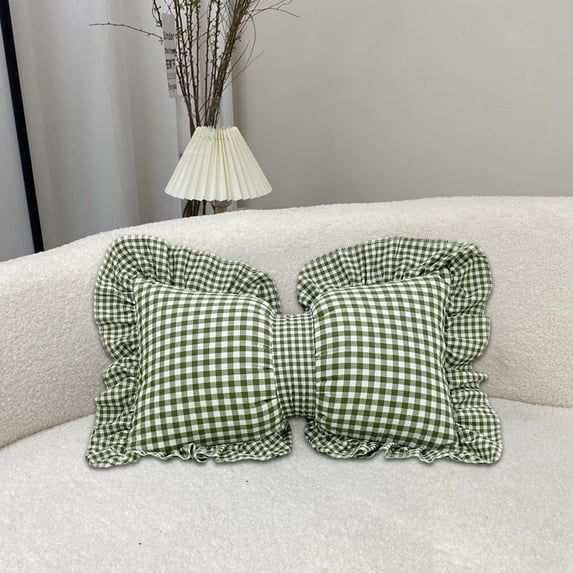 Decorative Throw Pillow, Plaid Bow Accent Cushion, Versatile Sofa and Chair Support, Home and Office Decor, Cozy Living Room Accessory