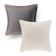thumbnail image 1 of Decorative Throw Pillow Set, Linen Trimmed Farmhouse & Soft Corduroy Striped Velvet Series Bundle, for Sofa Couch Bedroom, Dark Gray & Off White, 18" x 18", 1 of 8