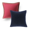 thumbnail image 1 of Decorative Throw Pillow Set, Linen Trimmed Farmhouse & Soft Corduroy Striped Velvet Series Bundle, for Sofa Couch Bedroom, Red & Navy, 18" x 18", 1 of 8