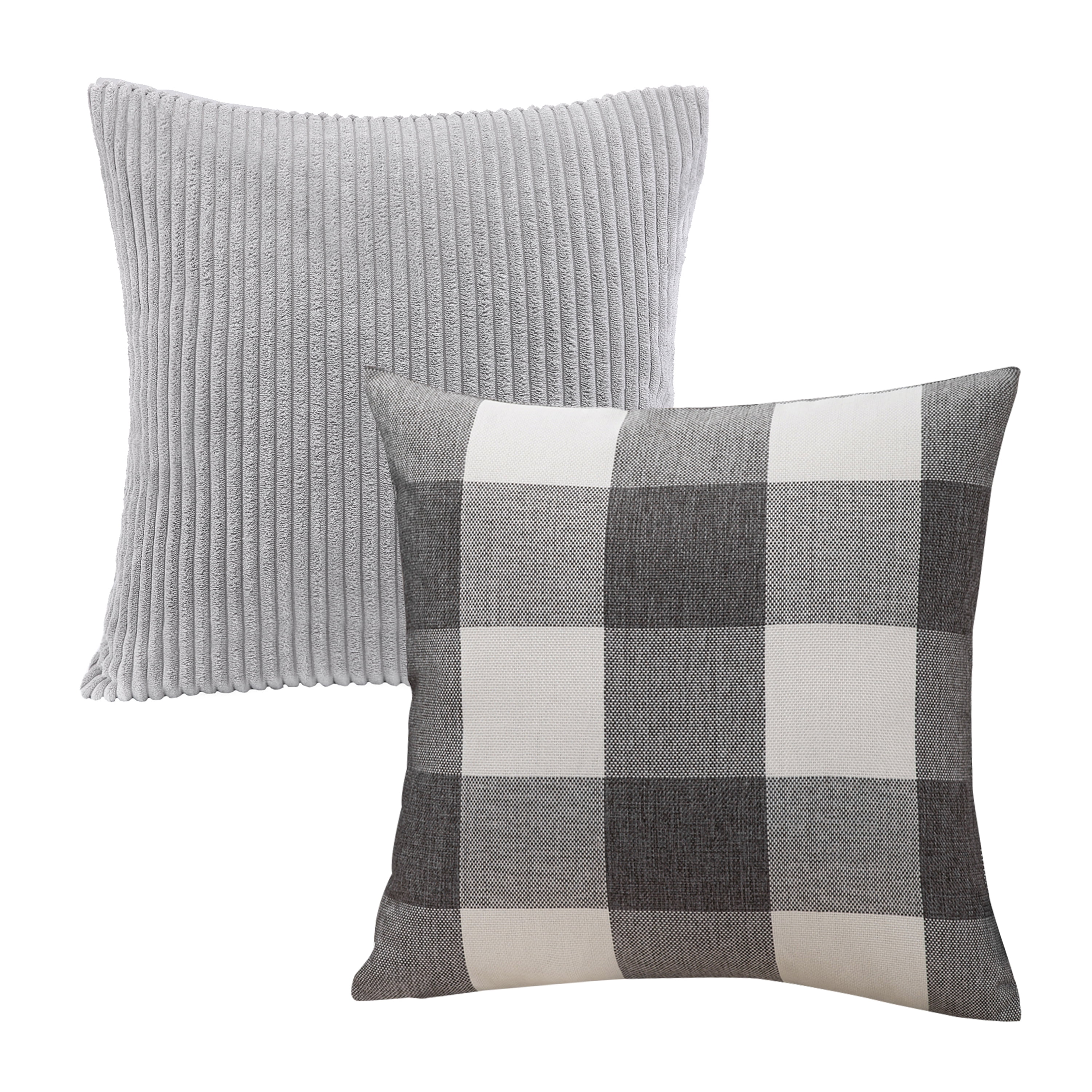Fashion Warm Plaid Throw Pillow Cushions Casual Velvet Pillowcase And PU  Foam Pillow Insert Size: 45cmX45cm