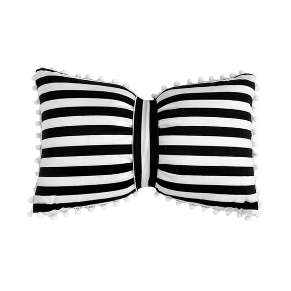 Decorative Throw Pillow Soft Bow Pillow Decorative Throw Cushion Stripes Throw Pillow for Sofa Office Car