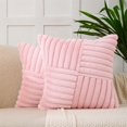 thumbnail image 1 of Decorative Throw Pillowcase, Patchwork & Striped Design, 18X18 Inches Soft Faux Fabric Pillow Cover With Hidden Zipper, Removable Machine Washable Accent Pillowcase For Sofas Beds, 1 of 4