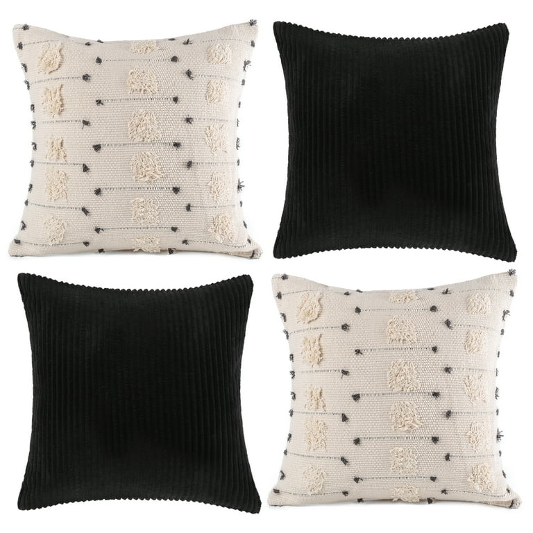 Phantoscope Boho Woven Tufted with Tassel Series Decorative Throw Pillow, 18  x 18, Cream White Stripe, 1 Pack - Walmart.com