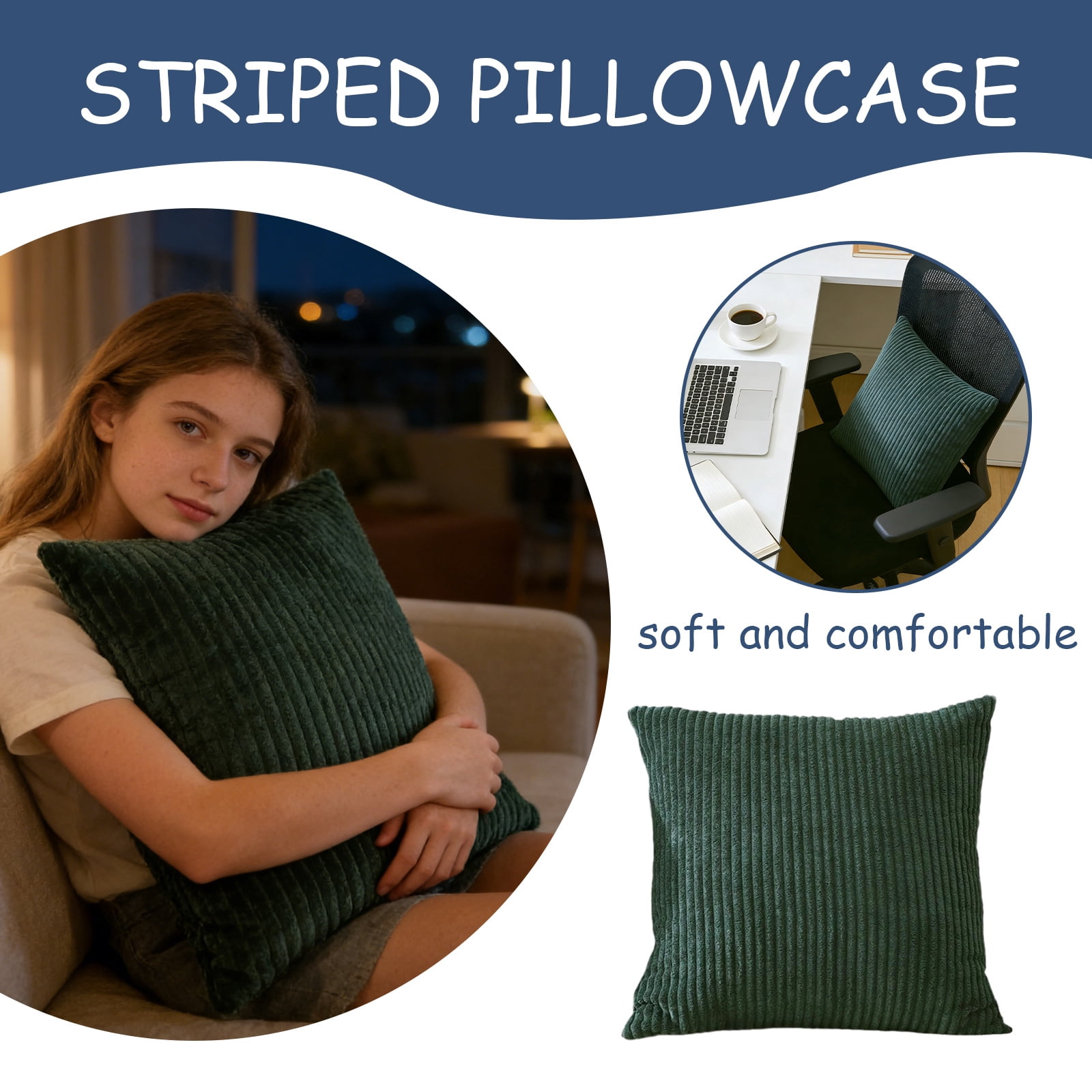 Decorative Throw PillowsforLiving Room, Green Accent Pillows, 18X18 In ...