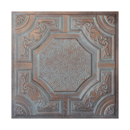 Decorative Tin Ceiling Tiles Suspended Wall Panels for Restaurant PL02 Weathered copper 10Pcs/pack