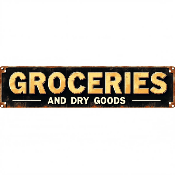 Decorative Tin Sign - 12*8 Inches Groceries Dry Goods Retro Design, Ideal for Kitchen/Pantry/Garage, Retro Kitchen Decor, Pantry Sign, Kitchen Signs Wall Decor