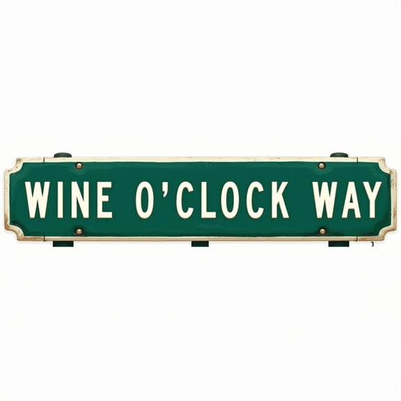 Decorative Tin Sign - 12*8 Inches Wine O'clock Way Retro Design, Ideal for Bar/Kitchen/Patio, Wine Decor, Bar Decorations for Home, Outdoor Bar Signs