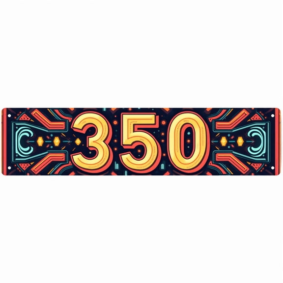 Decorative Tin Sign - 16*4 Inch "350" Address Design for Garage, Street, Bedroom - Vintage Metal Sign, Ideal for Street Signs for Bedroom, Vintage Decor for Home, Cool Posters