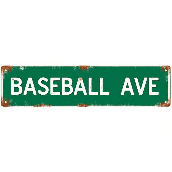 Decorative Tin Sign - 16*4 Inch "BASEBALL AVE" Sports Design for Garage, Bedroom, Man Cave - Vintage Metal Sign, Ideal for Sports Decor, Man Cave Accessories, Outdoor Signs