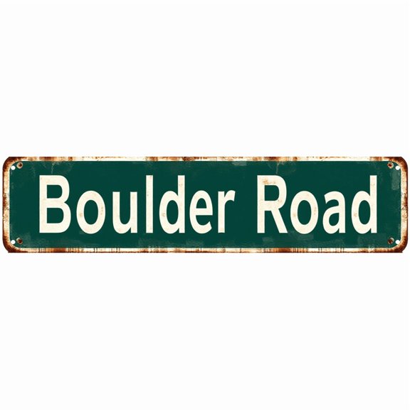 Decorative Tin Sign 16*4 Inch Boulder Road Sign - For Outdoor, Bedroom, Bar Decor | street signs, outdoor signs, bar decorations for home