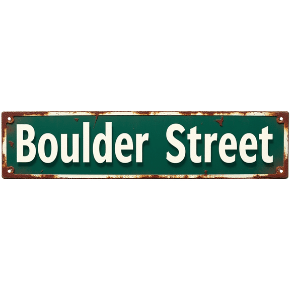 Decorative Tin Sign 16*4 Inch - Boulder Street [Variant] Design - Perfect for Hiking Gear Room, Patio, Backyard - Outdoor Signs for Backyard, Patio Wall Art, Cool Decor