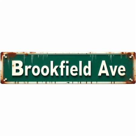 Decorative Tin Sign 16*4 Inch - Brookfield Avenue Design - Perfect for Beach House, Porch, Living Room - Beach House Decor, Patio Signs, Retro Metal Signs