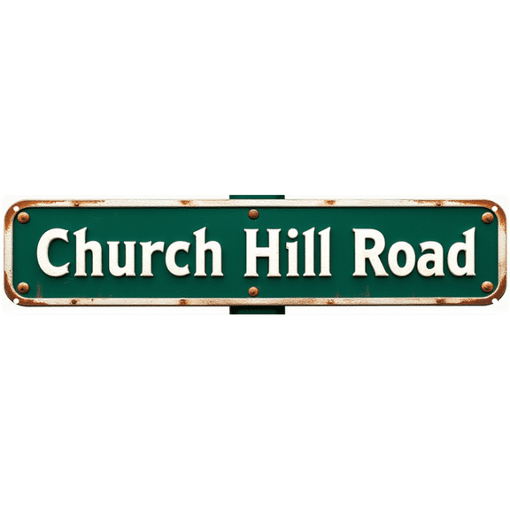 Decorative Tin Sign 16*4 Inch Church Hill Road Marker - For Family Room, Yard, Bar | family sign, backyard signs for outside, bar decorations for home