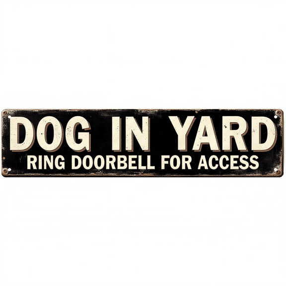 Decorative Tin Sign - 16*4 Inch "DOG IN YARD" Warning Design for Backyard, Fence, Garage - Metal Pet Sign, Ideal for Outdoor Signs, Funny Signs, Pet Decor