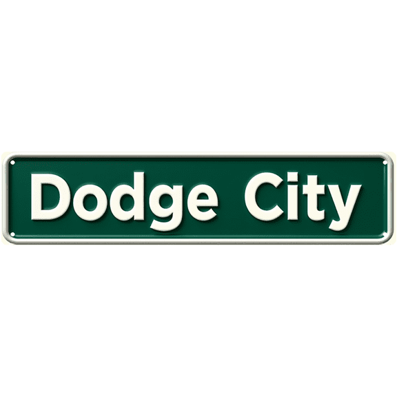 Decorative Tin Sign 16*4 Inch - Dodge City Western Town Design - Suitable for Garage, Man Cave, Outdoor Patio | Retro Signs, Garage Decor, Patio Signs