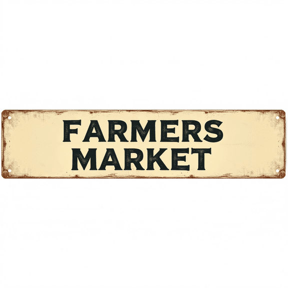 Decorative Tin Sign - 16*4 Inch "FARMERS MARKET" Rustic Design for Kitchen, Backyard, Market - Vintage Metal Sign, Ideal for Retro Kitchen Decor, Farmhouse Sign, Outdoor Signs