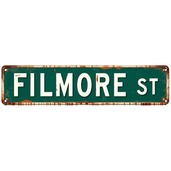 Decorative Tin Sign 16*4 Inch - FILMORE ST Design - Perfect for Home Bar, Man Cave, Frat House - Bar Decorations for Home, Man Cave Decor, Happy Hour Sign