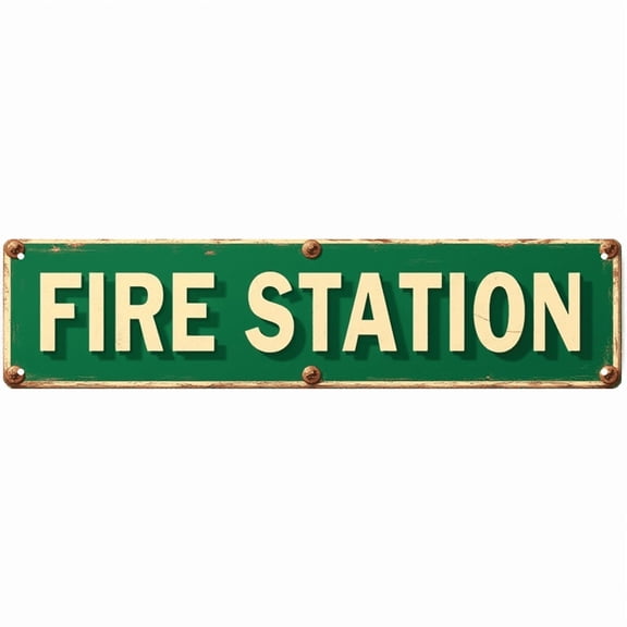 Decorative Tin Sign - 16*4 Inch "FIRE STATION" Professional Design for Garage, Man Cave, Community Space - Tin Signs, Ideal for Garage Decor, Man Cave Accessories, Outdoor Signs