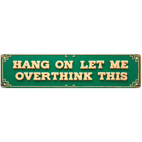 Decorative Tin Sign - 16*4 Inch "HANG ON LET ME OVERTHINK THIS" Funny Design for Office, Bedroom, Living Room - Humorous Metal Sign, Ideal for Funny Signs, Funny Room Decor, Indie Room Decor