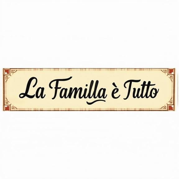 Decorative Tin Sign - 16*4 Inch "La Familla è Futo" Funny Italian Design for Kitchen, Dining Room, Patio - Vintage Metal Sign, Ideal for Family Sign, Retro Kitchen Decor, Funny Room Decor