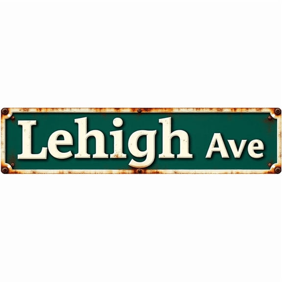Decorative Tin Sign 16*4 Inch - Lehigh Ave Design - For Industrial Loft, Garage, Patio - Retro Style | garage decor, industrial decor, outdoor signs