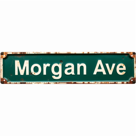Decorative Tin Sign 16*4 Inch Morgan Ave Marker - For Family Room, Yard, Bedroom | family sign, backyard signs for outside, vintage bedroom decor