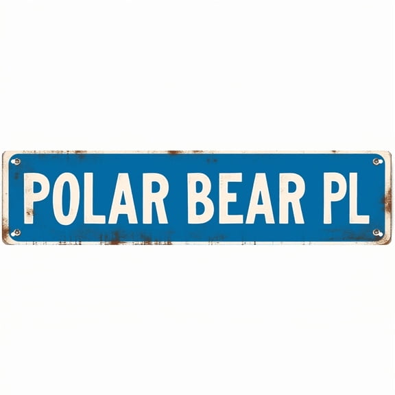 Decorative Tin Sign - 16*4 Inch "POLAR BEAR PL" Wildlife Design for Backyard, Bedroom, Patio - Vintage Metal Sign, Ideal for Wildlife Decor, Outdoor Signs, Funny Room Decor