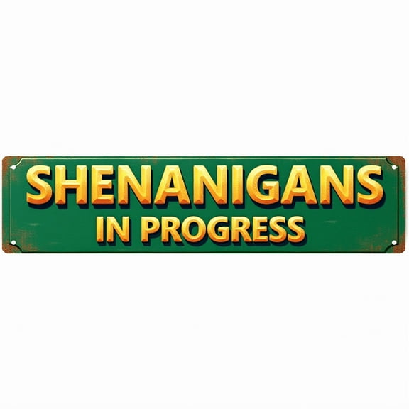 Decorative Tin Sign - 16*4 Inch "SHENANIGANS IN PROGRESS" Funny Design for Game Room, Patio, Man Cave - Tin Signs, Ideal for Funny Signs, Man Cave Accessories, Funny Room Decor