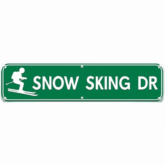 Decorative Tin Sign - 16*4 Inch "SNOW SKING DR" Winter Sport Design for Ski Lodge, Garage, Bedroom - Vintage Metal Sign, Ideal for Cool Posters, Outdoor Signs, Man Cave Accessories