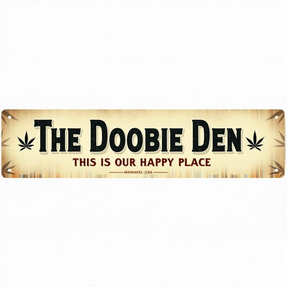 Decorative Tin Sign - 16*4 Inch "THE DOOBIE DEN" Leisure Design for Man Cave, Game Room, Garage - Funny Metal Sign, Ideal for Man Cave Accessories, Funny Room Decor, Cool Posters